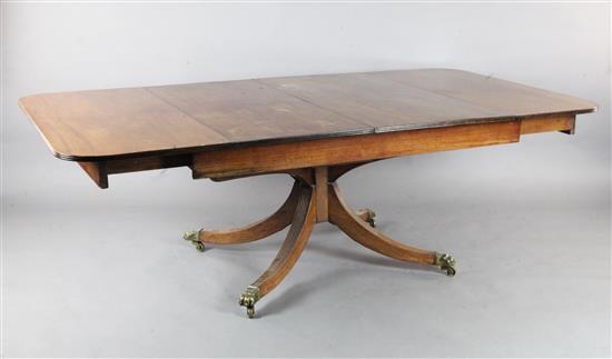 A Regency mahogany extending dining table, in the manner of William Pocock, W.4ft x 9ft H.2ft 5in.
